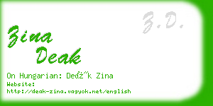 zina deak business card
